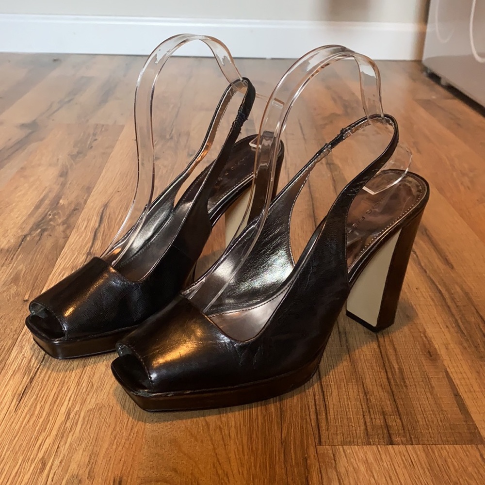 Marc Fisher Peep Toe Sling Back Heels Black 7.5